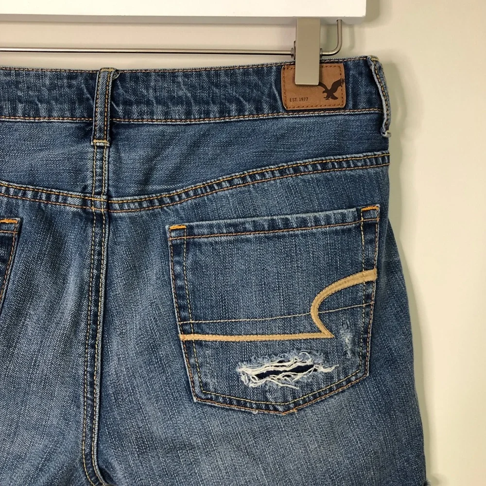 American Eagle Rollover Distressed Denim Shorts